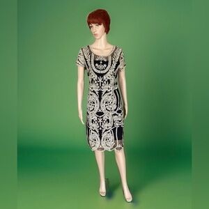 CATO Black and Gold Crochet Dress M